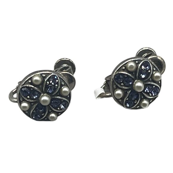 Mariana dangle drop earrings handmade crystal white silver tone floral READ NEW - Picture 1 of 5